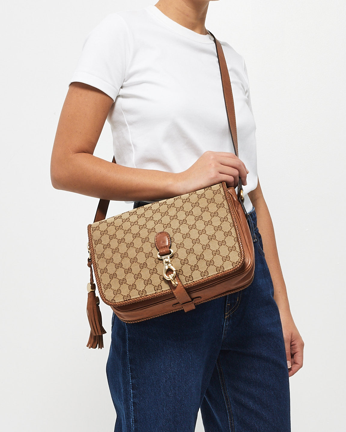 Gucci Tan GG Monogram Canvas Marrakech Messenger Bag