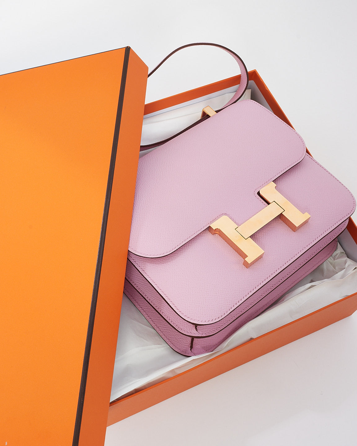 Hermès Mauve Sylvestre Epsom Constance 24 Rose Gold Hardware