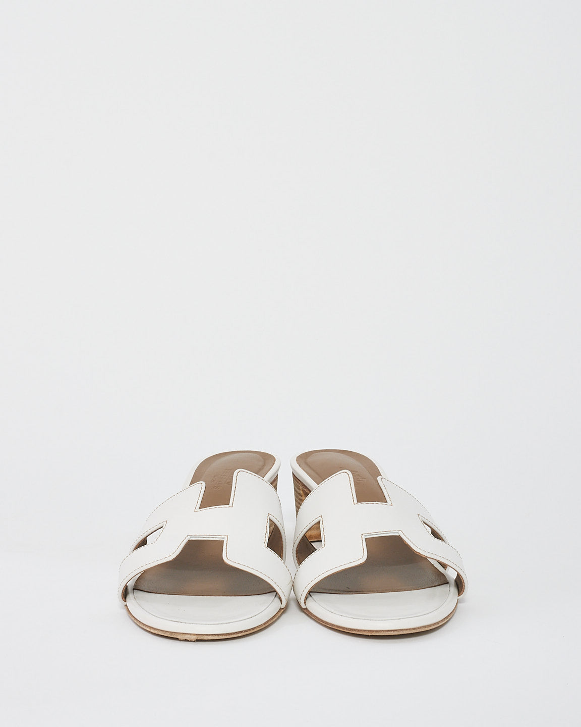 Hermès White Leather Oasis Sandals - 39.5