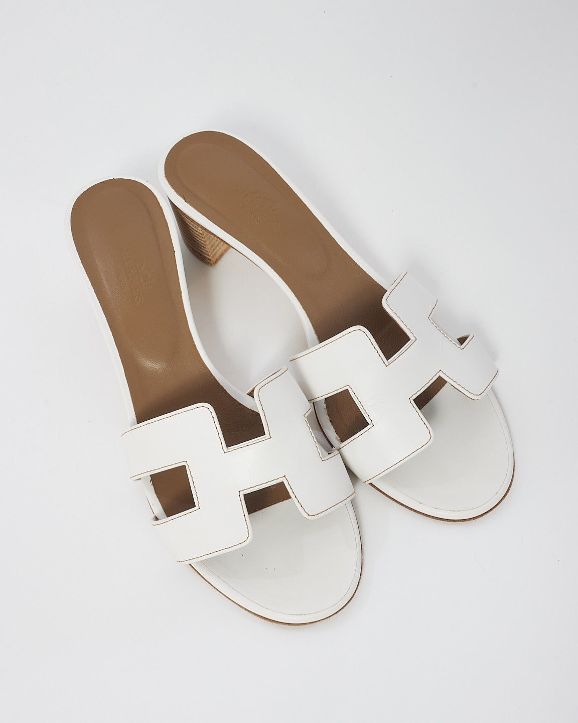 Hermès White Leather Oasis Sandals - 39.5