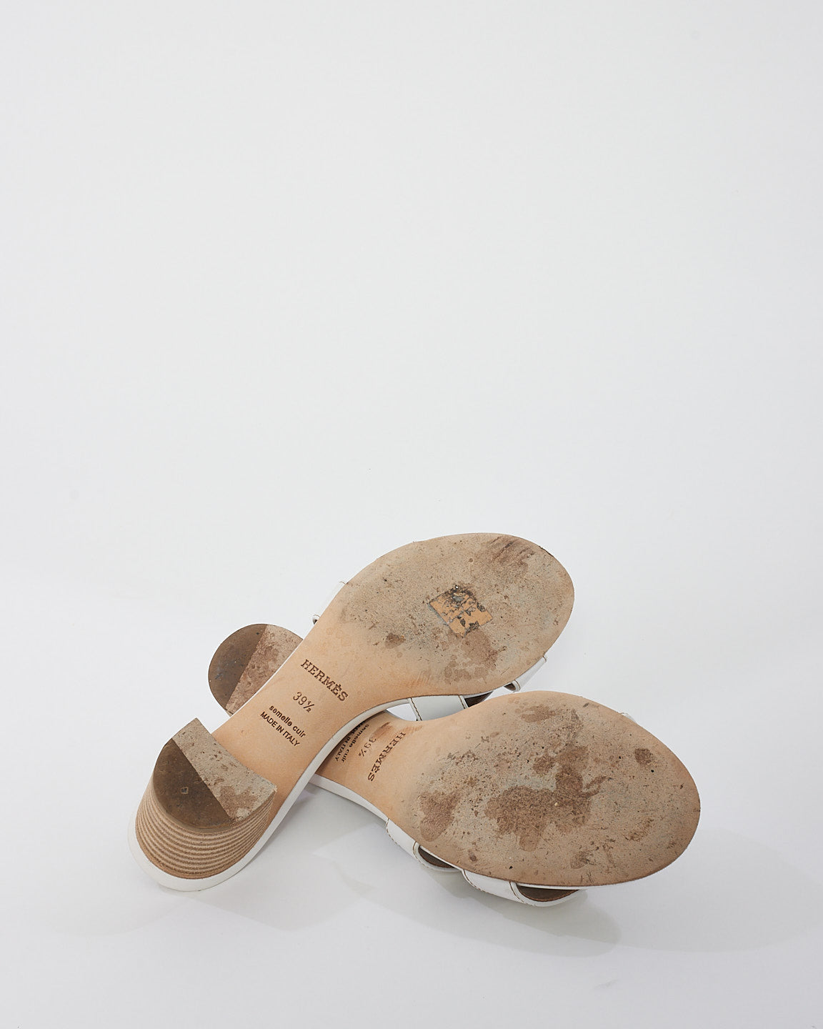 Hermès White Leather Oasis Sandals - 39.5