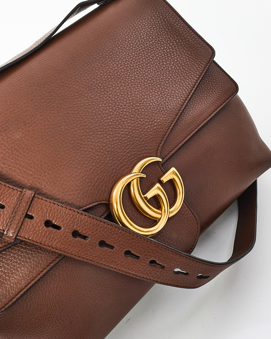 Gucci Brown Leather GG Marmont Messenger Shoulder Bag