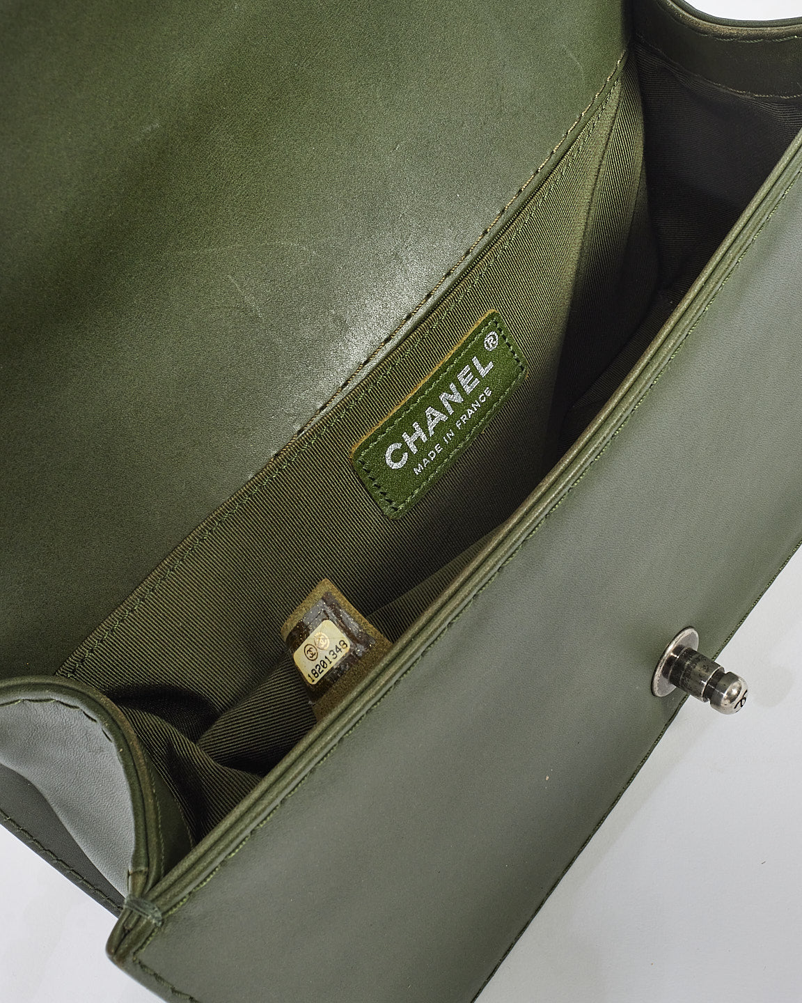 Chanel Dark Green Quillted Leather Old Medium Boy Bag