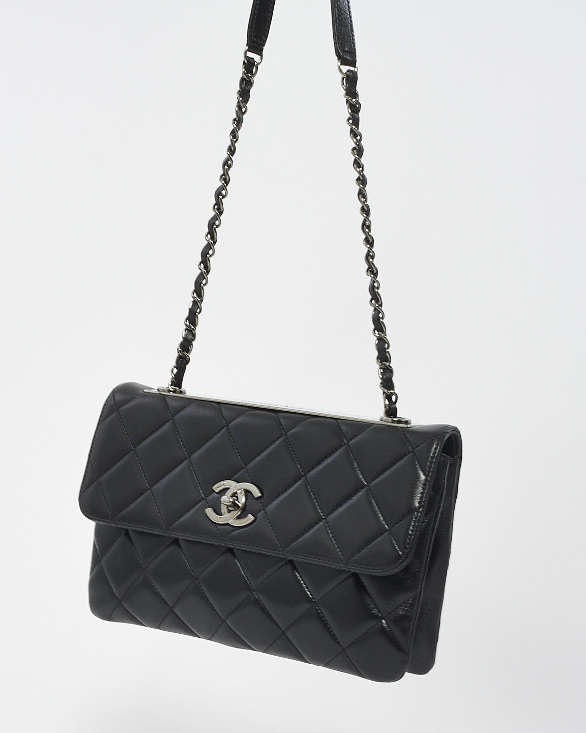 Chanel Black Quilted Lambskin Leather Trendy CC Flap Shoulder Bag