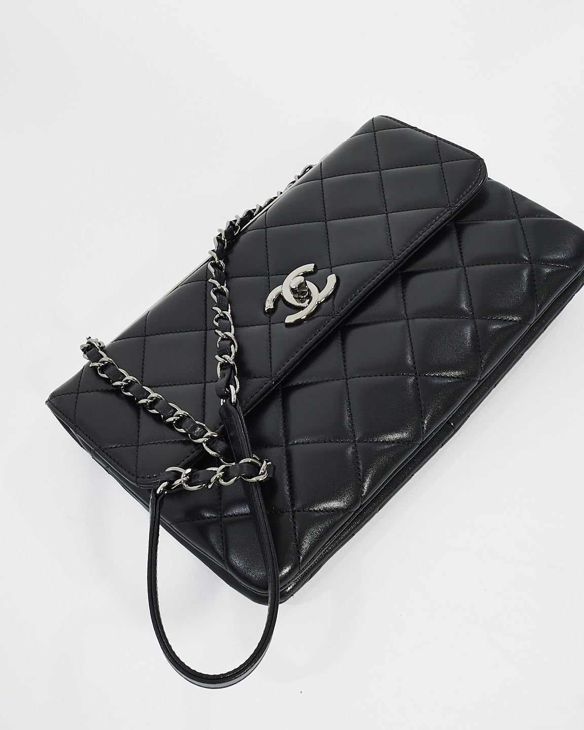 Chanel Black Quilted Lambskin Leather Trendy CC Flap Shoulder Bag