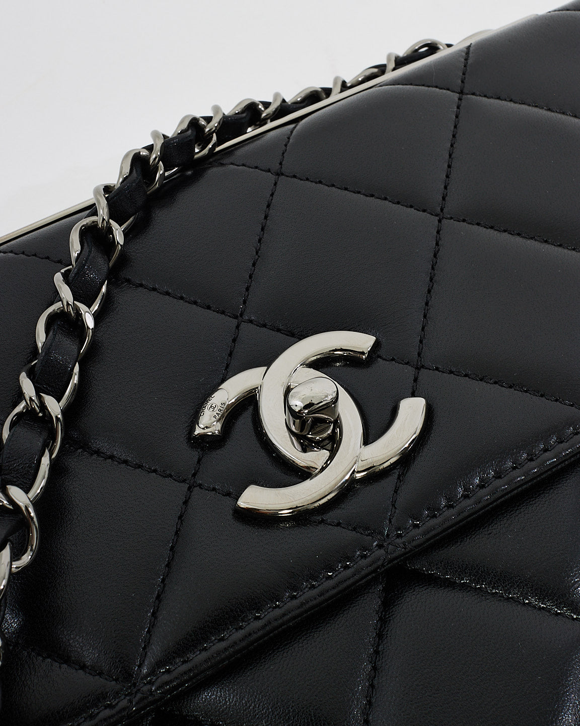 Chanel Black Quilted Lambskin Leather Trendy CC Flap Shoulder Bag