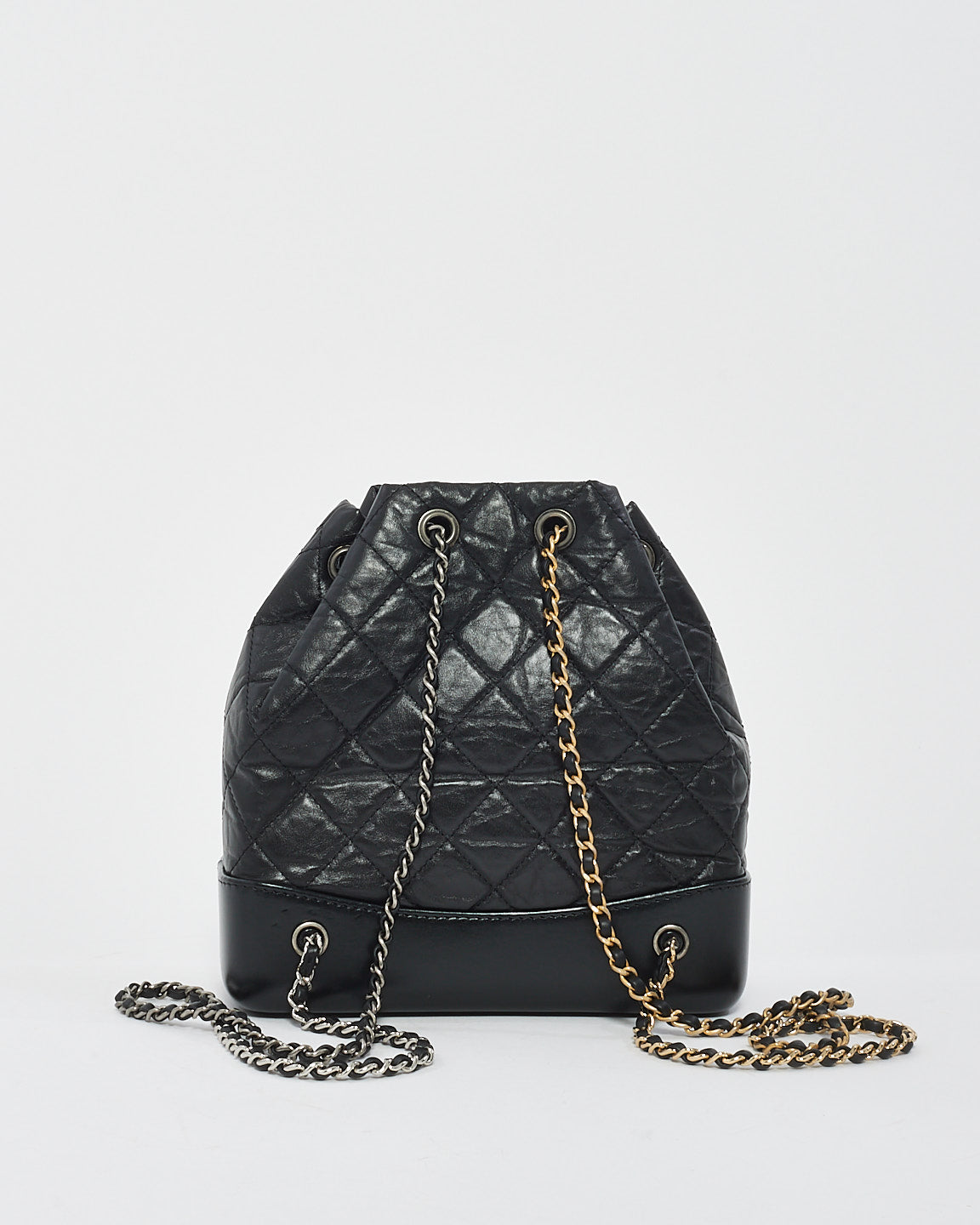 Chanel Black Aged Calfkskin Leather Small Gabrielle Backpack