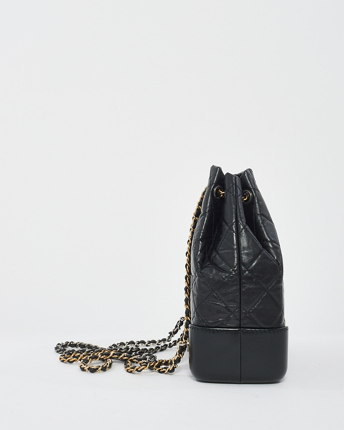 Chanel Black Aged Calfkskin Leather Small Gabrielle Backpack