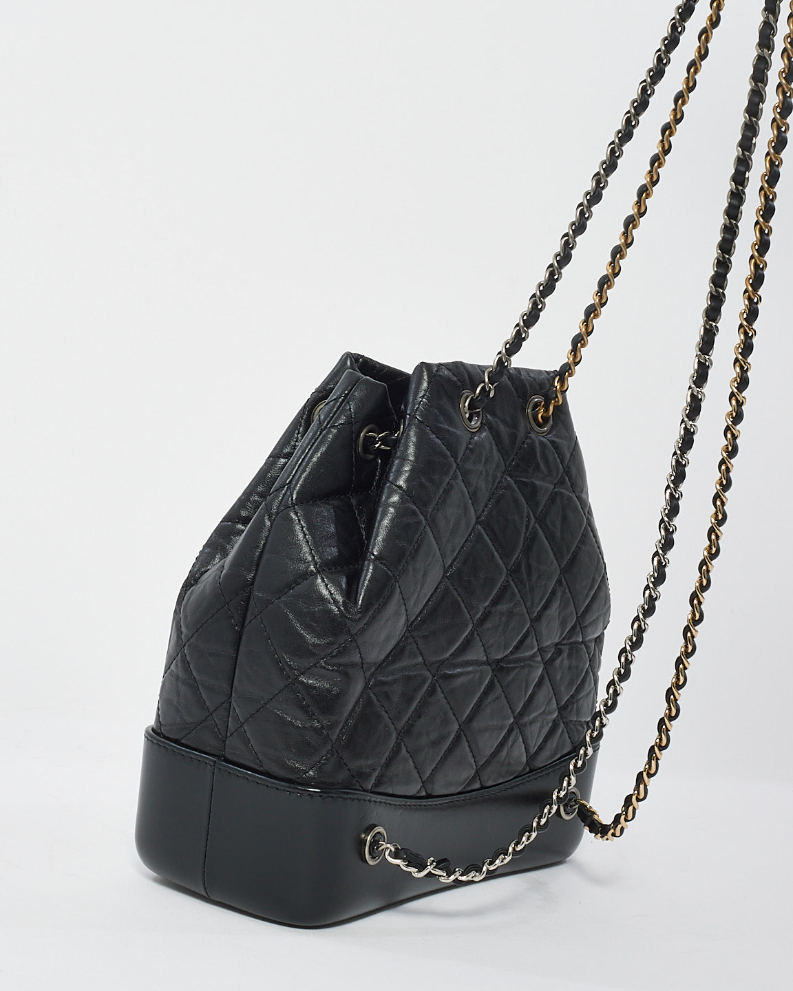 Chanel Black Aged Calfkskin Leather Small Gabrielle Backpack