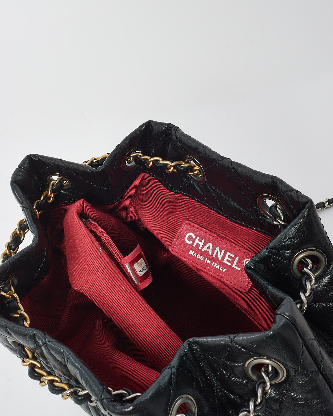 Chanel Black Aged Calfkskin Leather Small Gabrielle Backpack