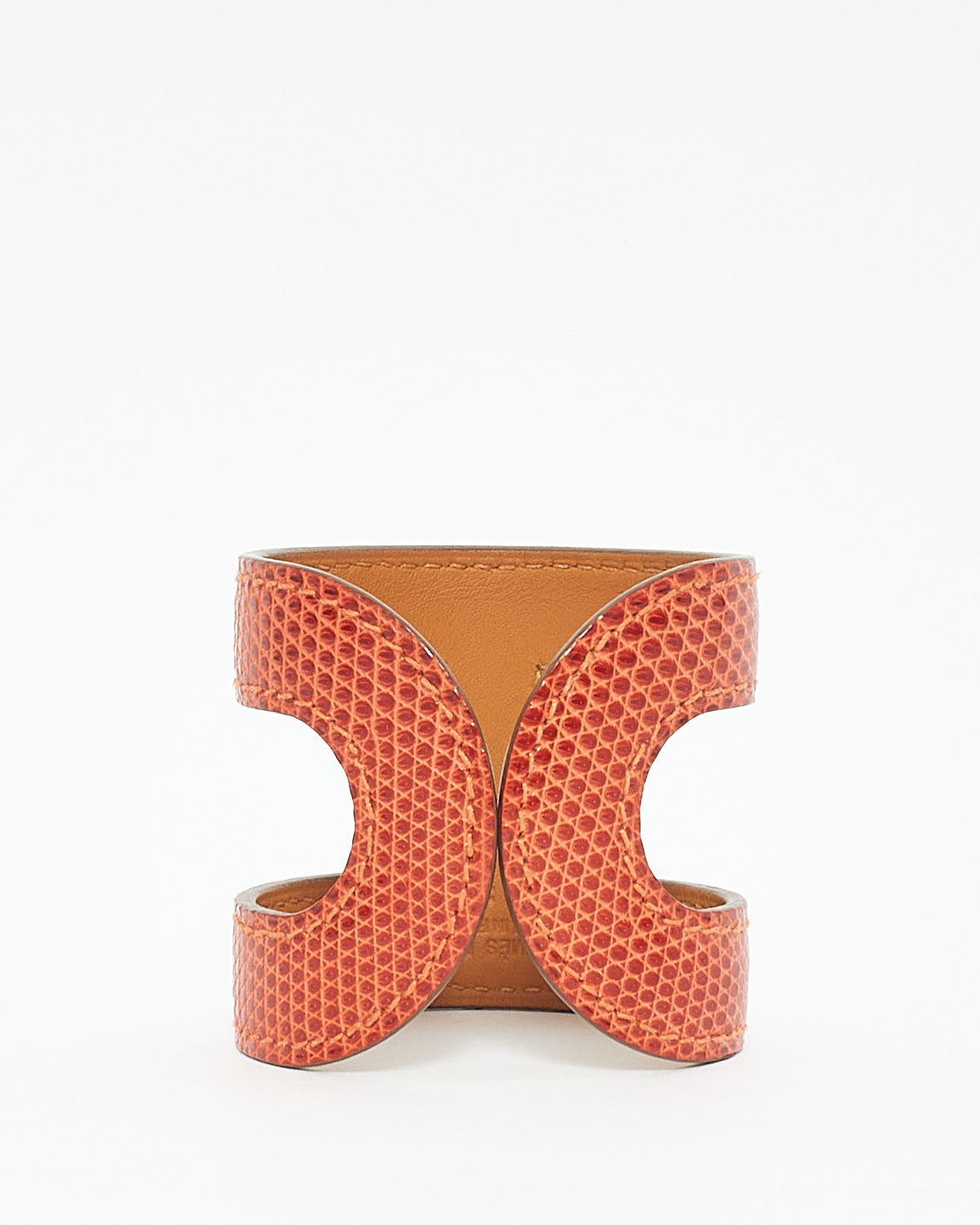 Hermès Orange Lizard Ano Cuff Bracelet - S