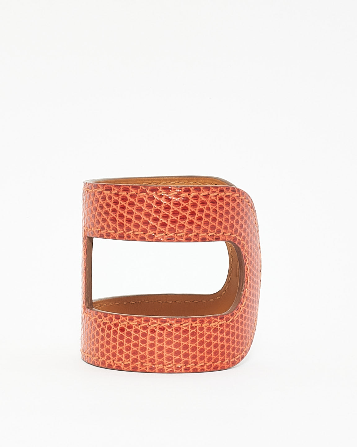 Hermès Orange Lizard Ano Cuff Bracelet - S