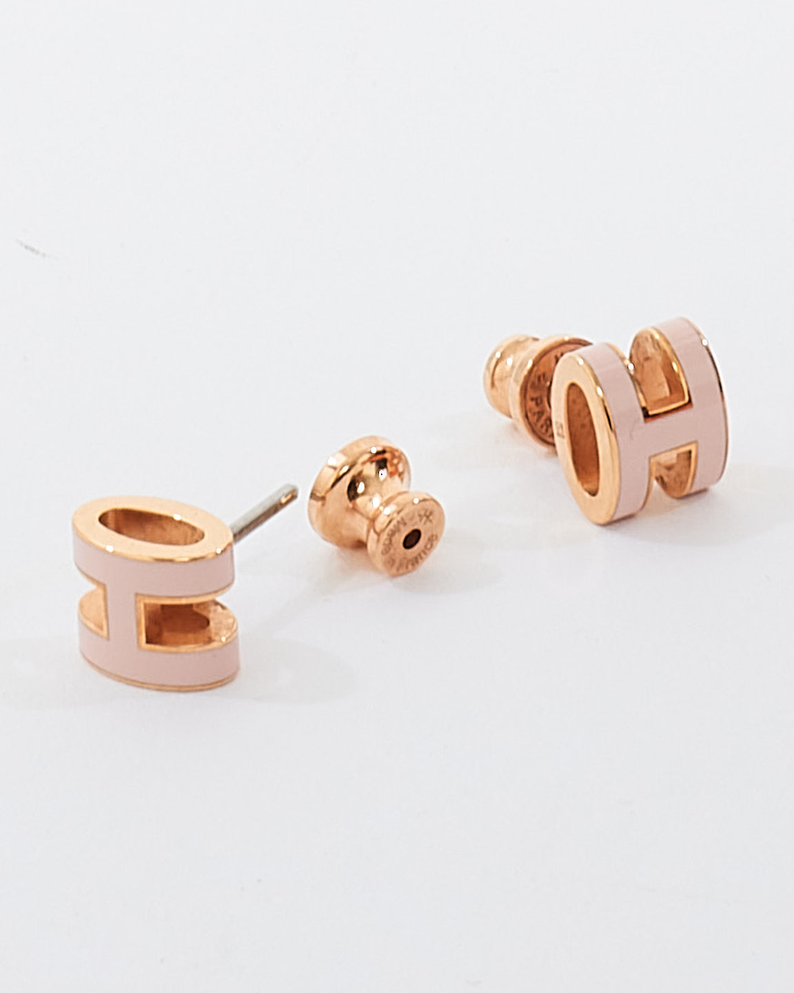 Hermès Pink & Rose Gold Lacquered Mini Pop H Earrings