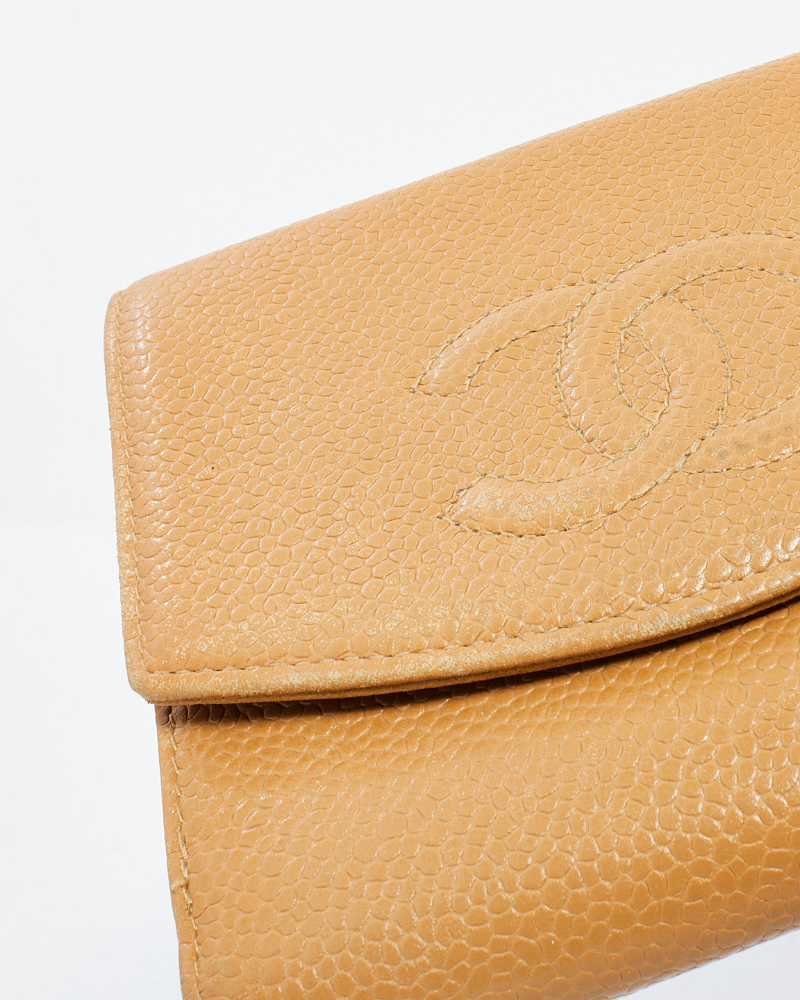 Chanel Beige Caviar Leather Timeless CC French Wallet