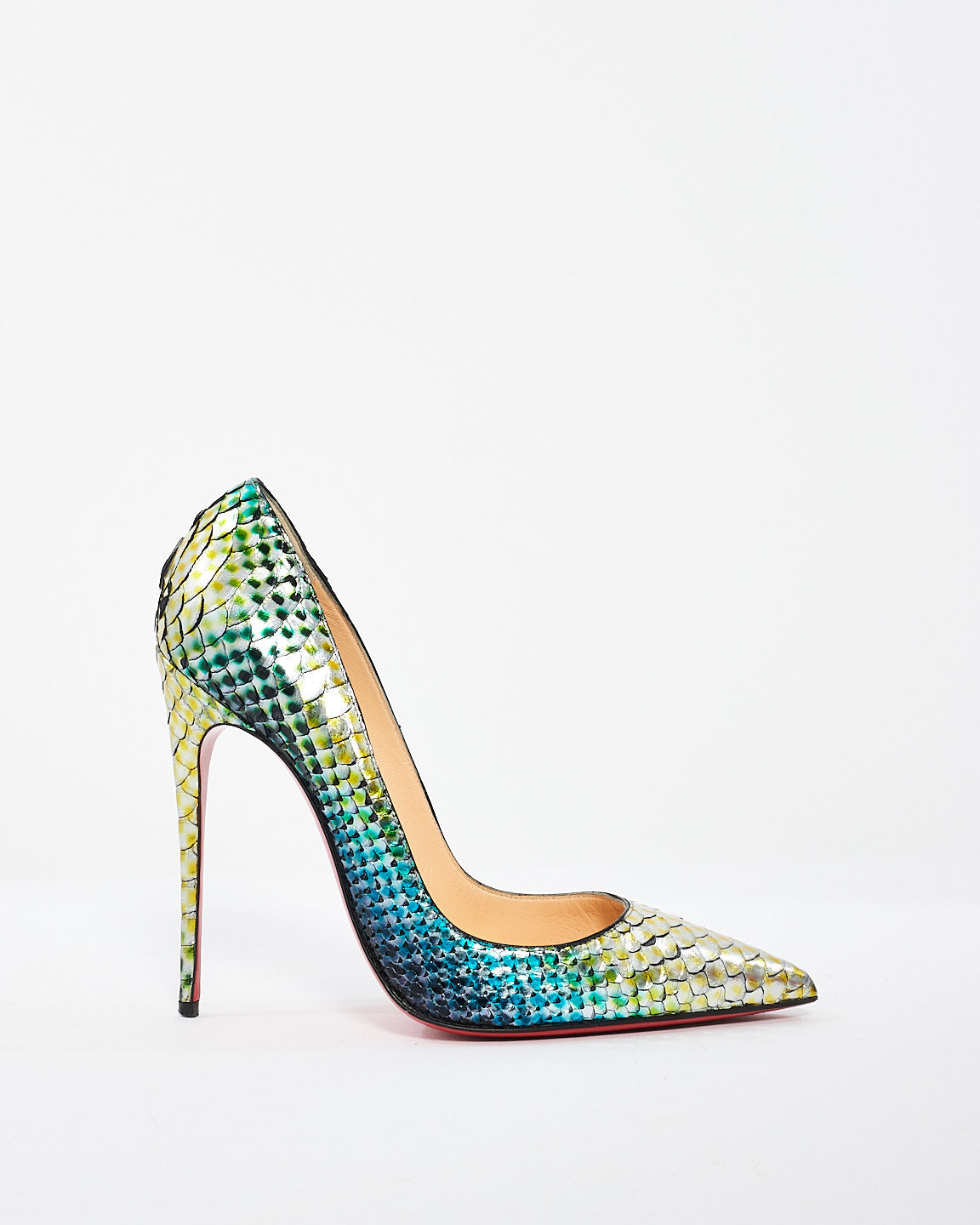 Christian Louboutin Multi Iridescent Snakeskin Pointed Toe Pumps - 37