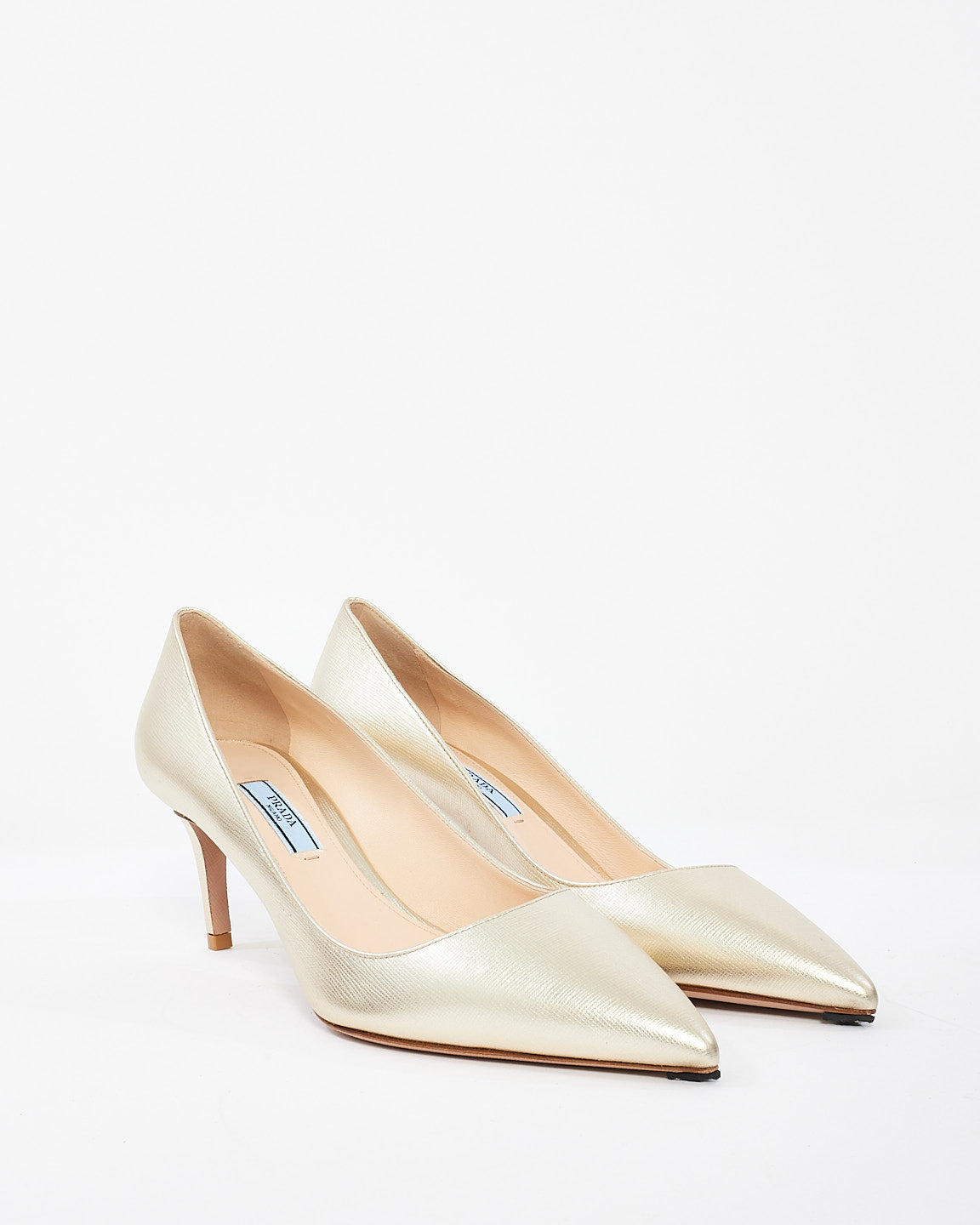 Prada Gold Saffiano Leather Calzature Donna Pumps - 39