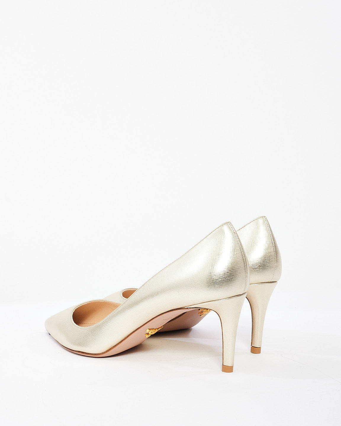 Prada Gold Saffiano Leather Calzature Donna Pumps - 39