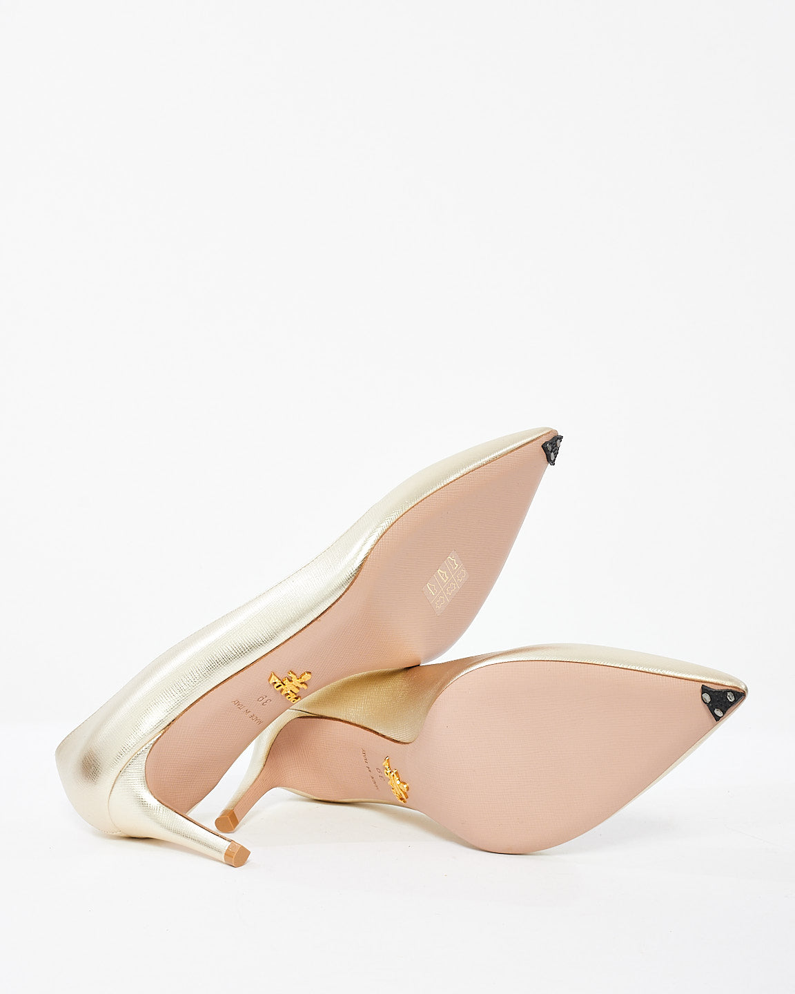 Prada Gold Saffiano Leather Calzature Donna Pumps - 39