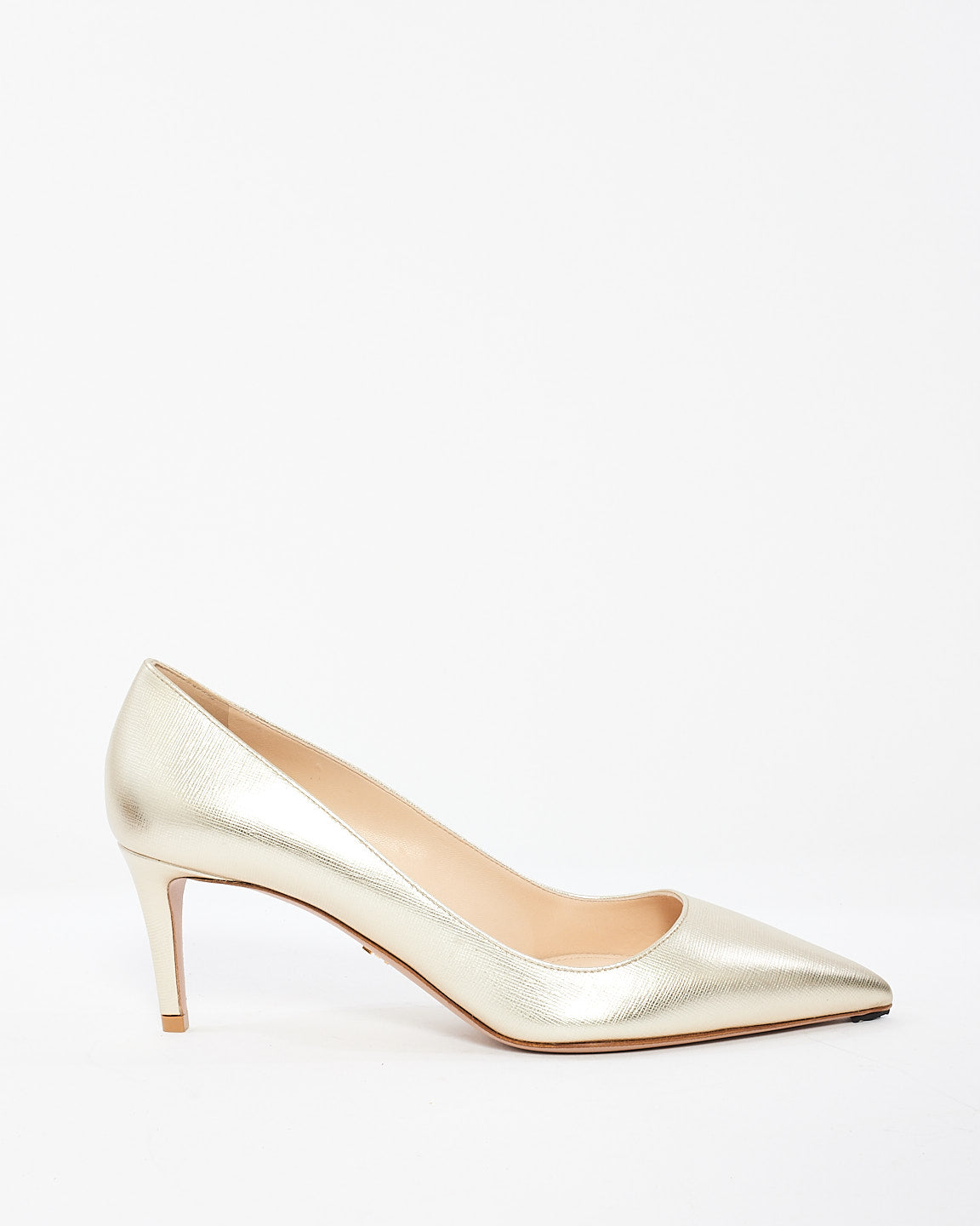 Prada Gold Saffiano Leather Calzature Donna Pumps - 39