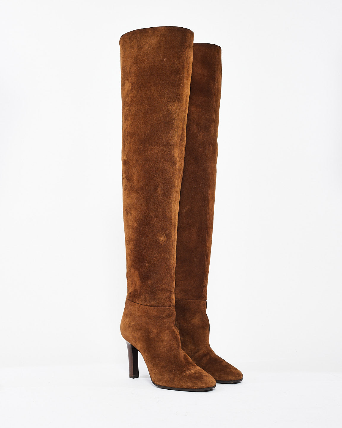 Saint Laurent Tan Suede Over-the-Knee Boots - 37