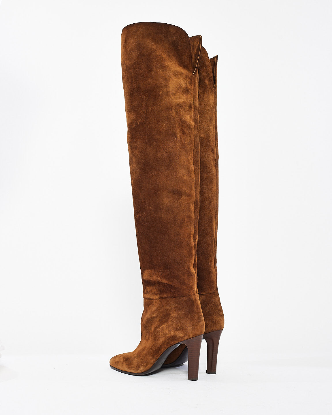 Saint Laurent Tan Suede Over-the-Knee Boots - 37