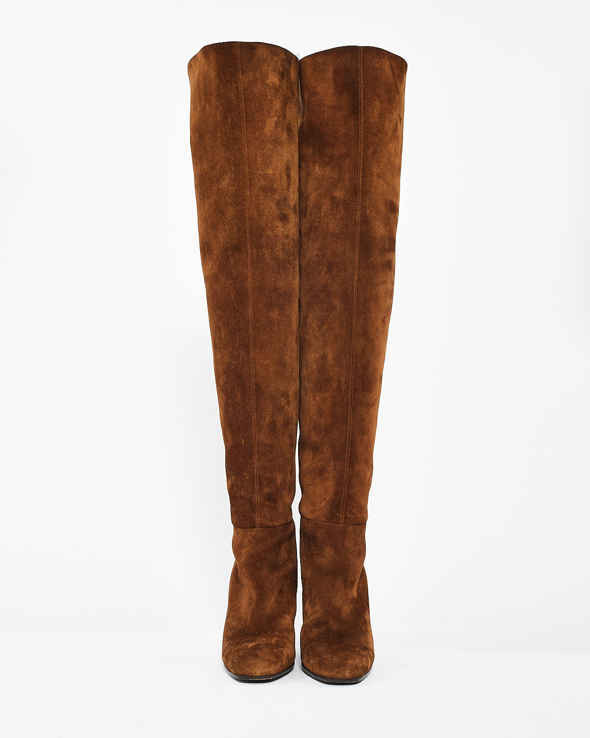 Saint Laurent Tan Suede Over-the-Knee Boots - 37