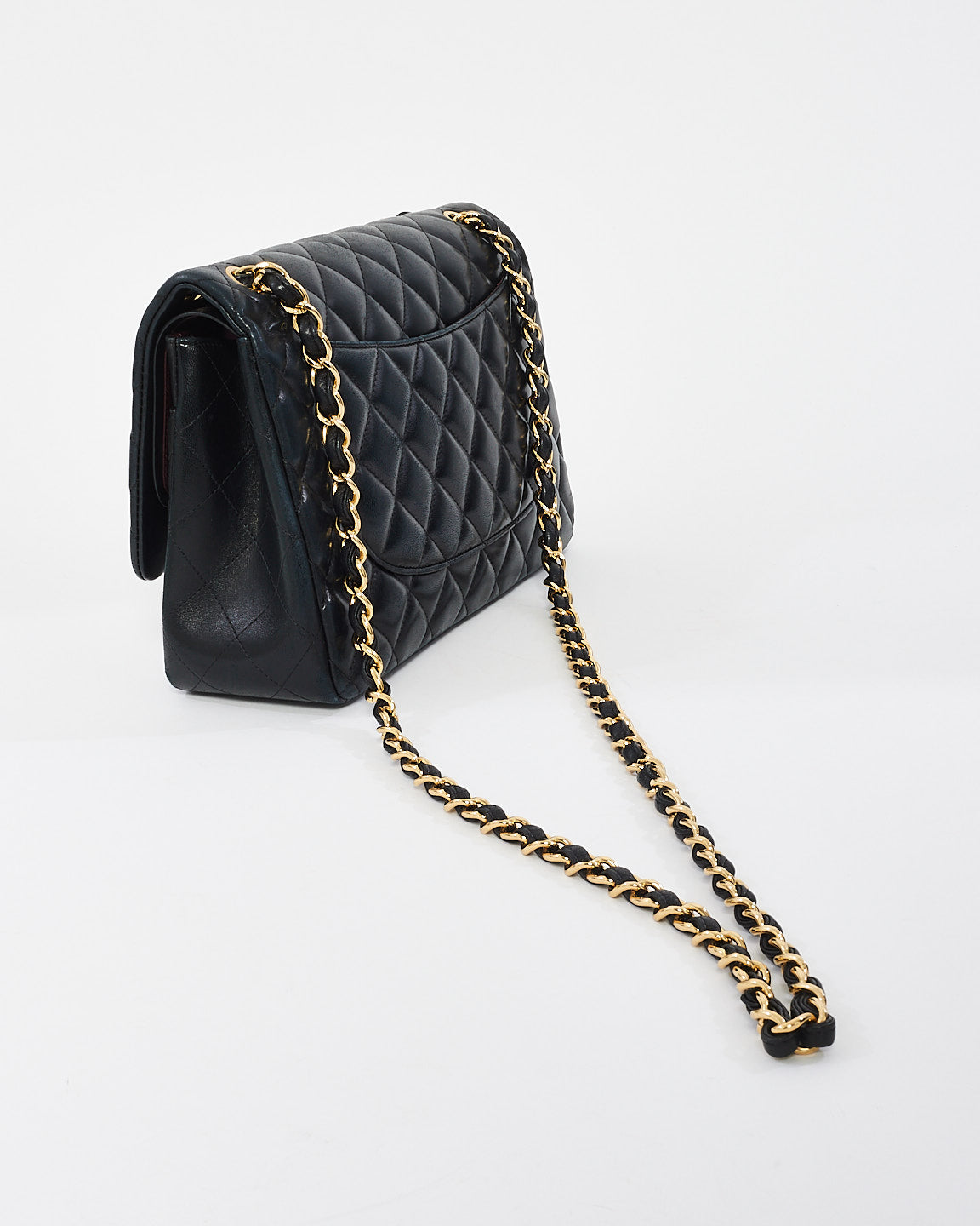 Chanel Black Lambskin Leather Jumbo Double Flap Bag with GHW