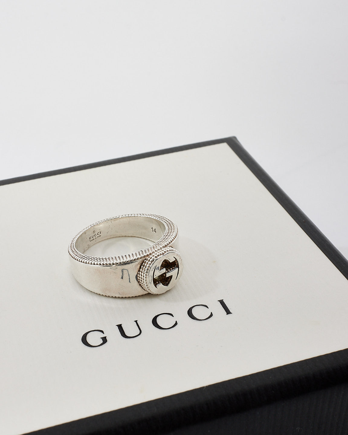 Gucci Silver Interlocking GG Ring - 14