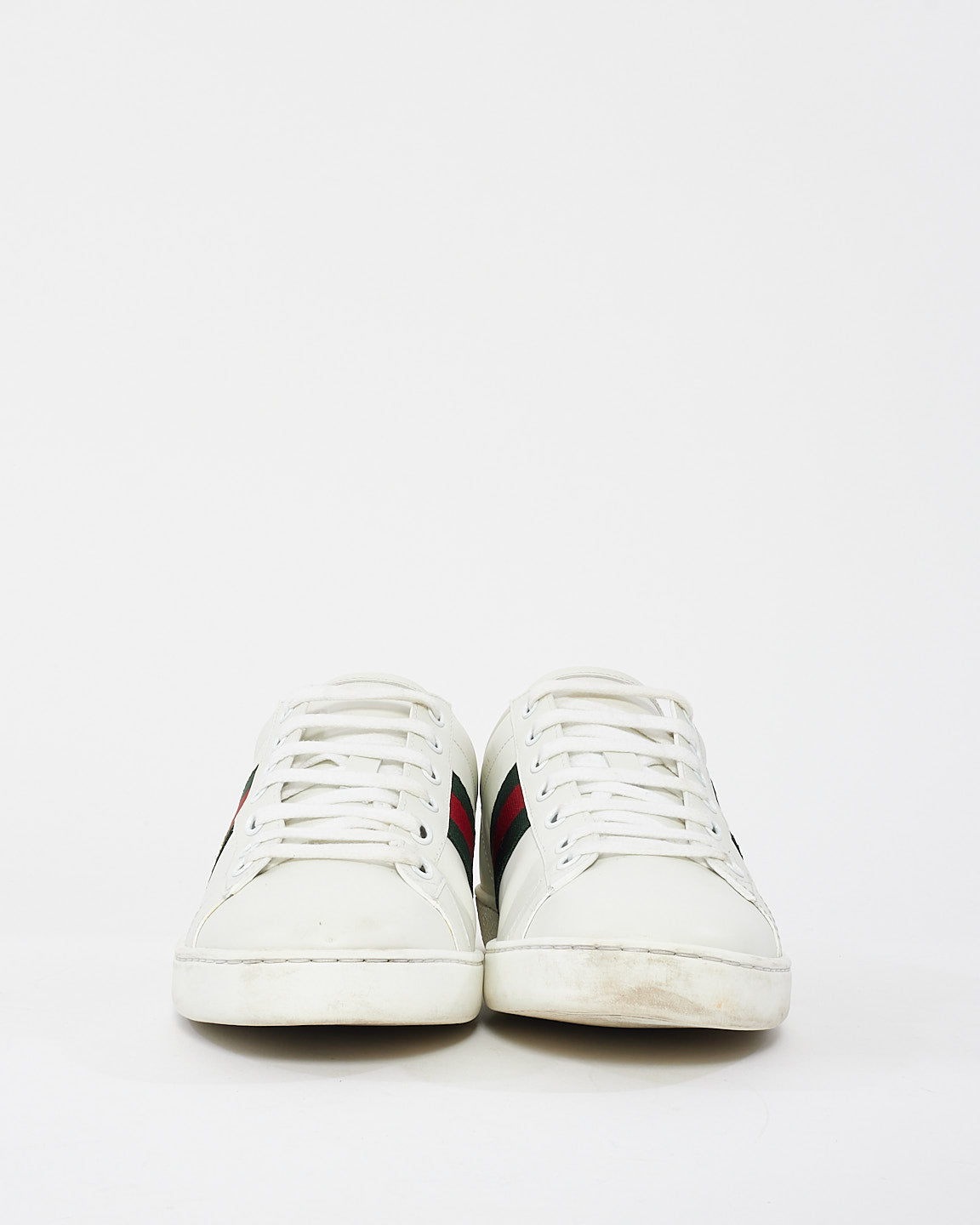 Gucci White Leather Embroidered Bee Ace Sneakers - 38.5