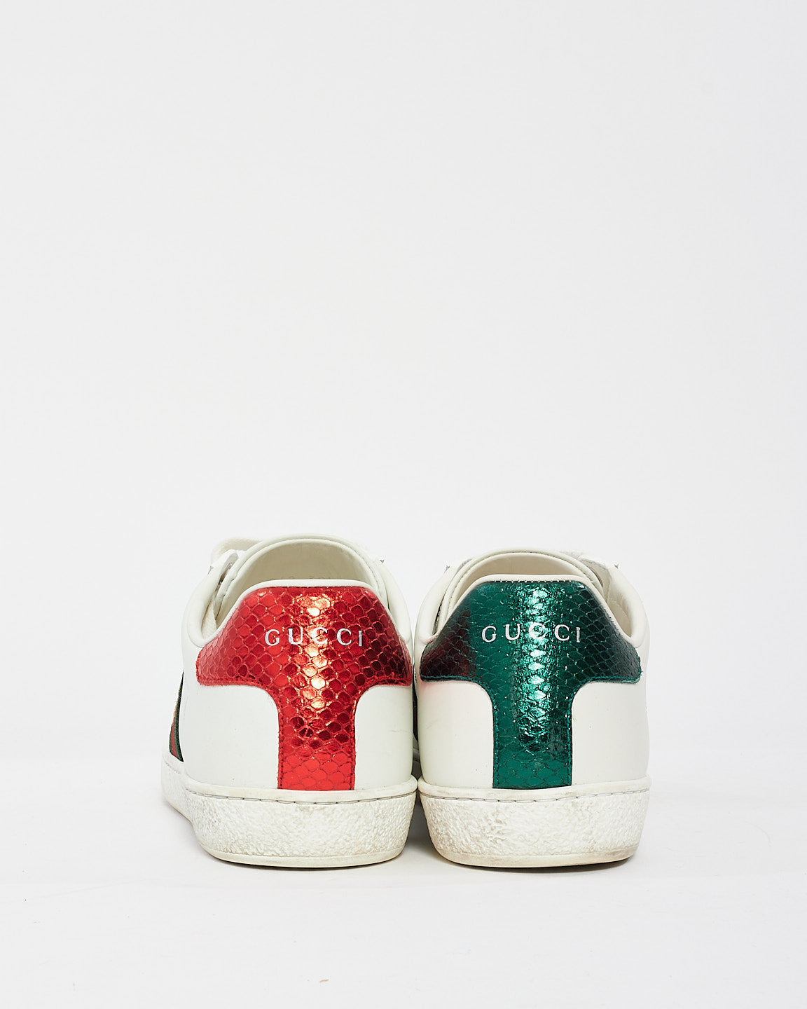 Gucci White Leather Embroidered Bee Ace Sneakers - 38.5