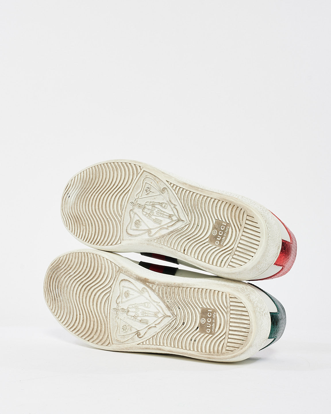 Gucci White Leather Embroidered Bee Ace Sneakers - 38.5