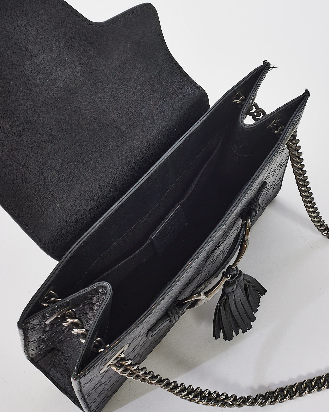 Gucci Black GG Guccissima Leather Small Emily Chain Shoulder Bag