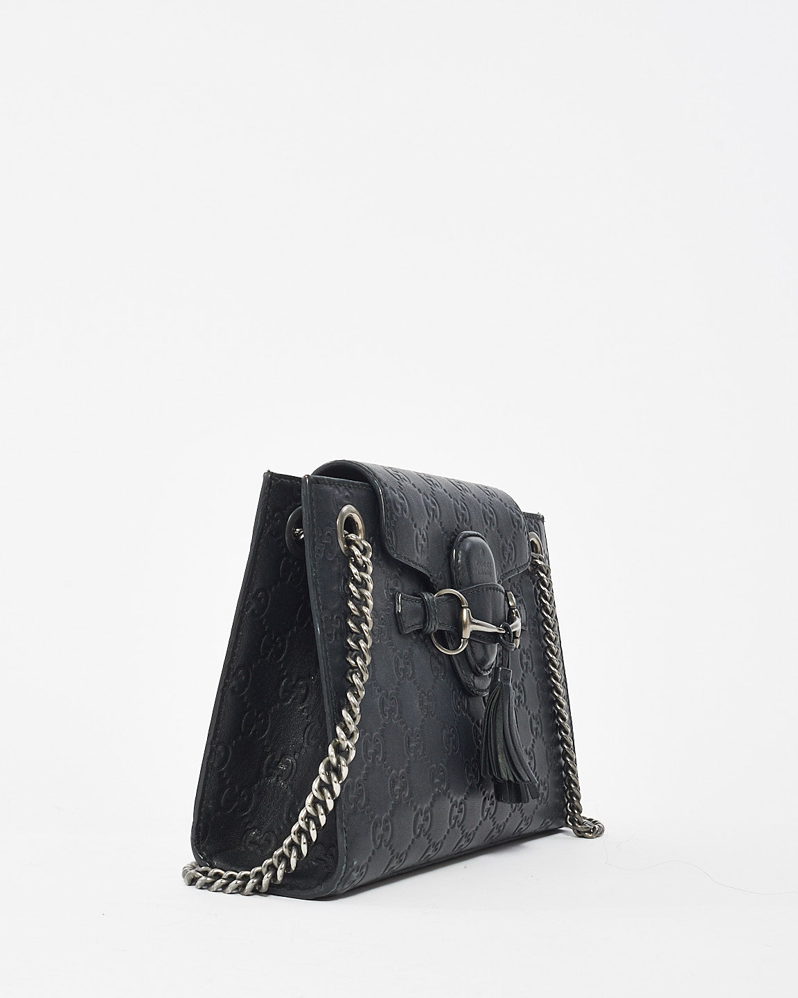 Gucci Black GG Guccissima Leather Small Emily Chain Shoulder Bag