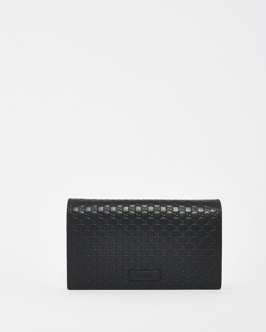 Gucci Black Monogram Guccissima Leather Wallet On Strap