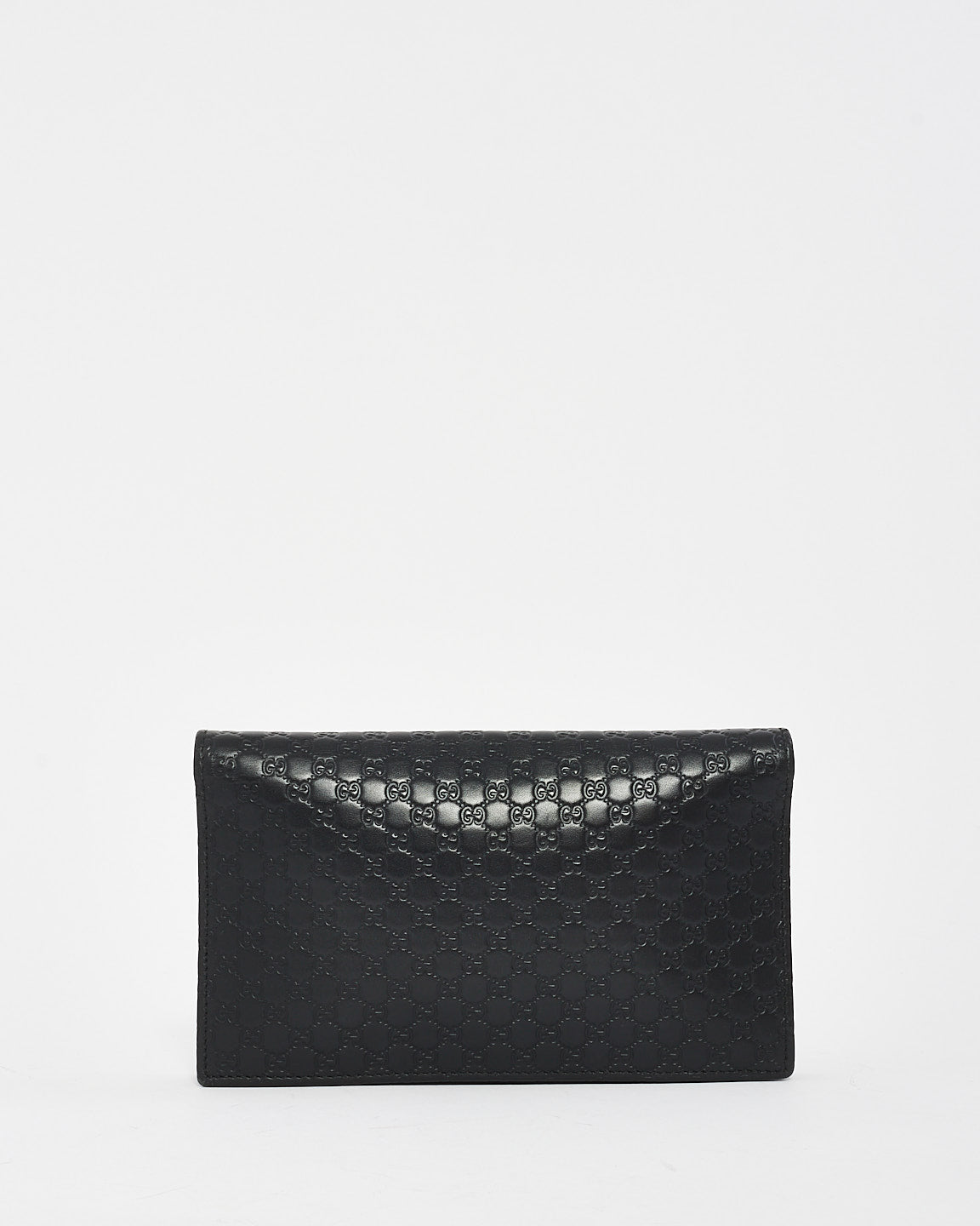 Gucci Black Monogram Guccissima Leather Wallet On Strap