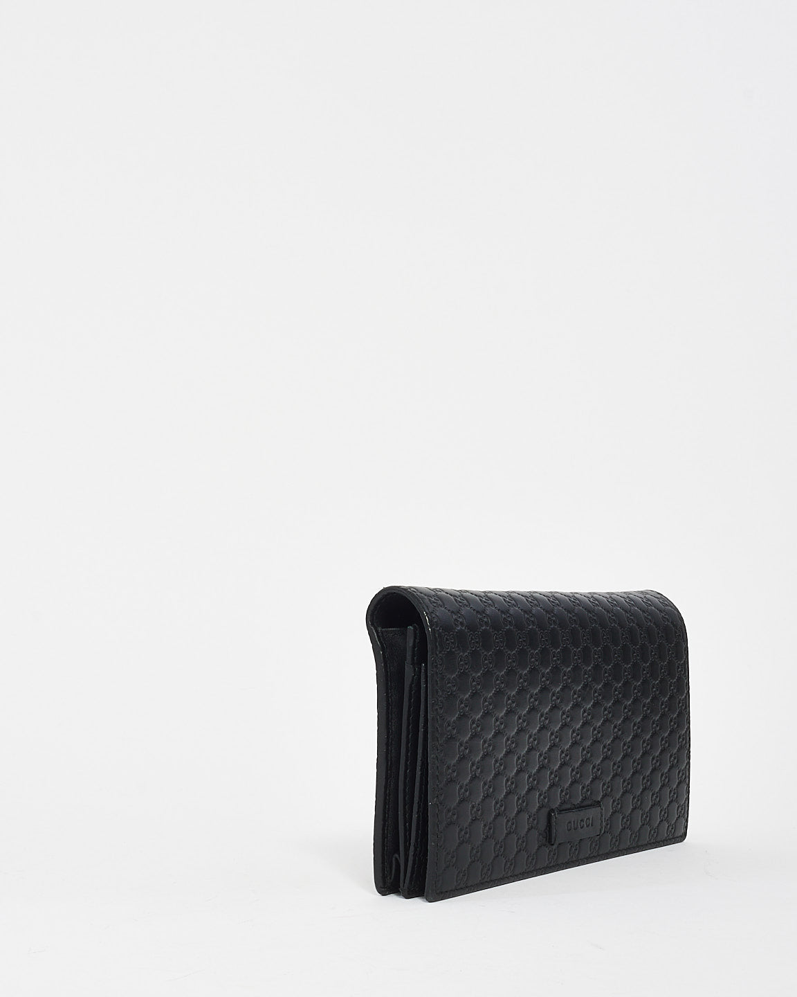 Gucci Black Monogram Guccissima Leather Wallet On Strap