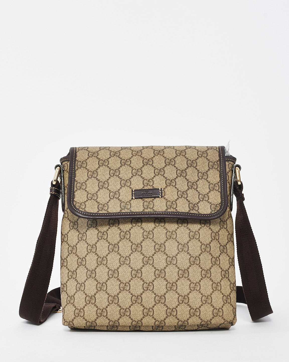 Gucci Brown Monogram GG Supreme Coated Canvas Flap Messenger Bag