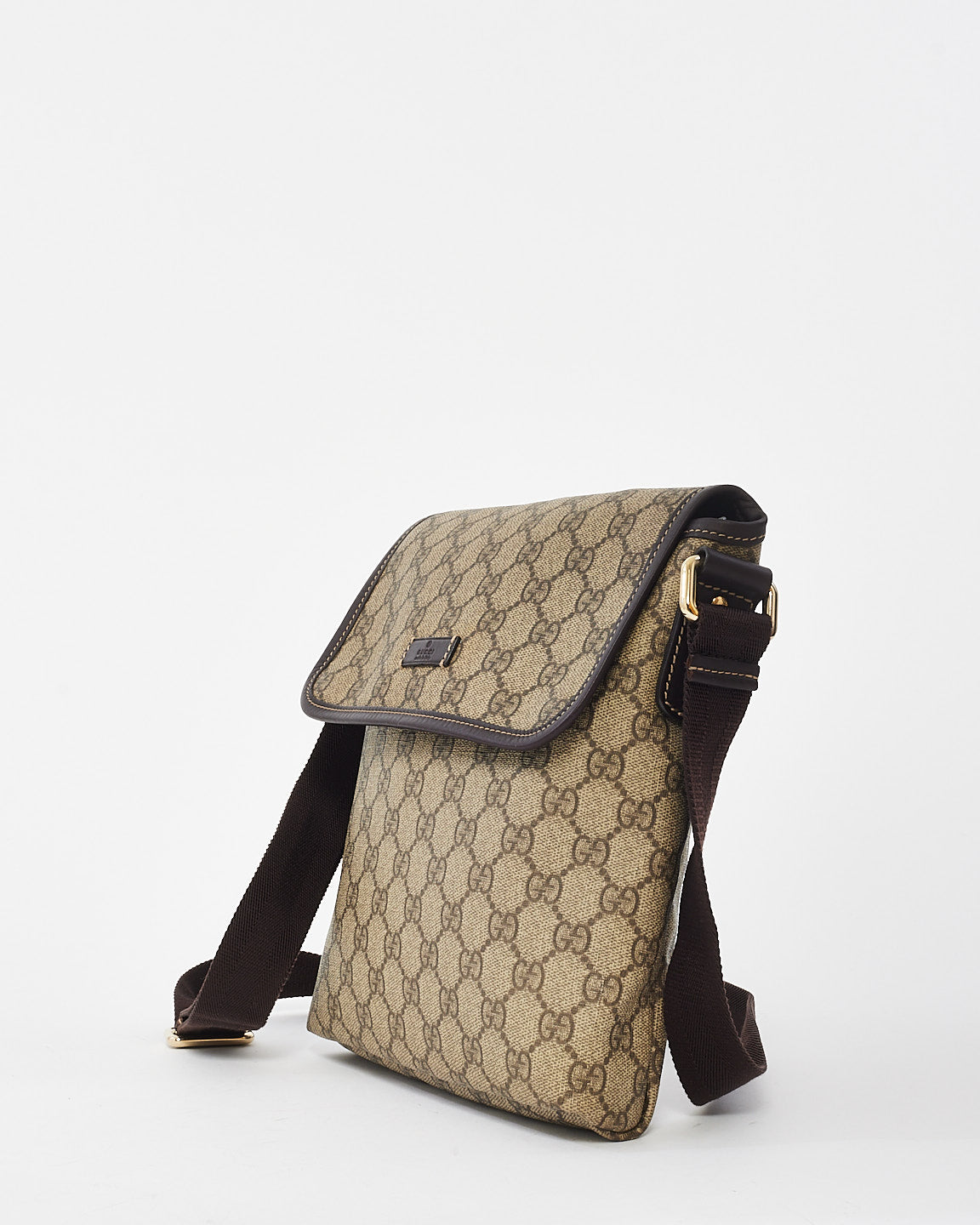 Gucci Brown Monogram GG Supreme Coated Canvas Flap Messenger Bag