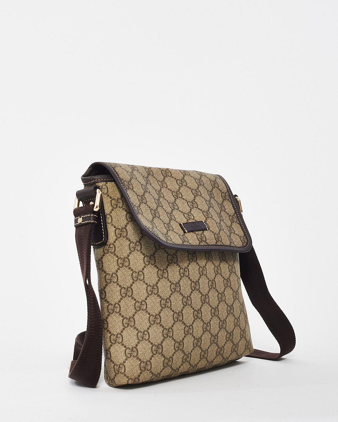 Gucci Brown Monogram GG Supreme Coated Canvas Flap Messenger Bag