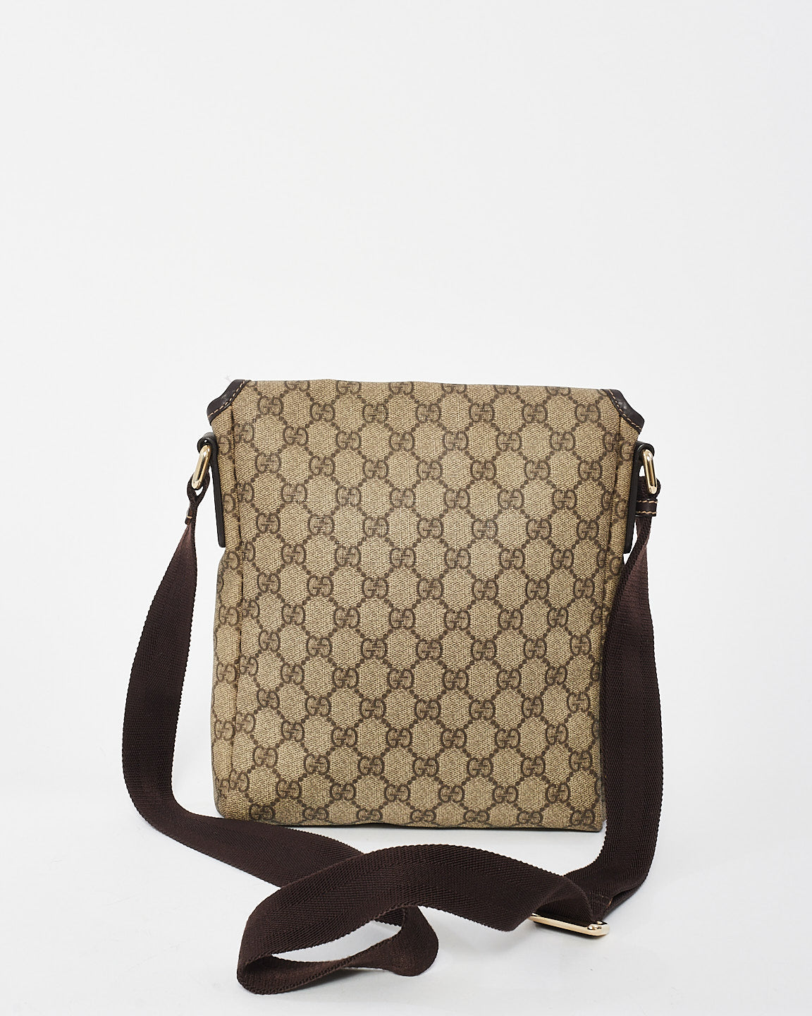 Gucci Brown Monogram GG Supreme Coated Canvas Flap Messenger Bag