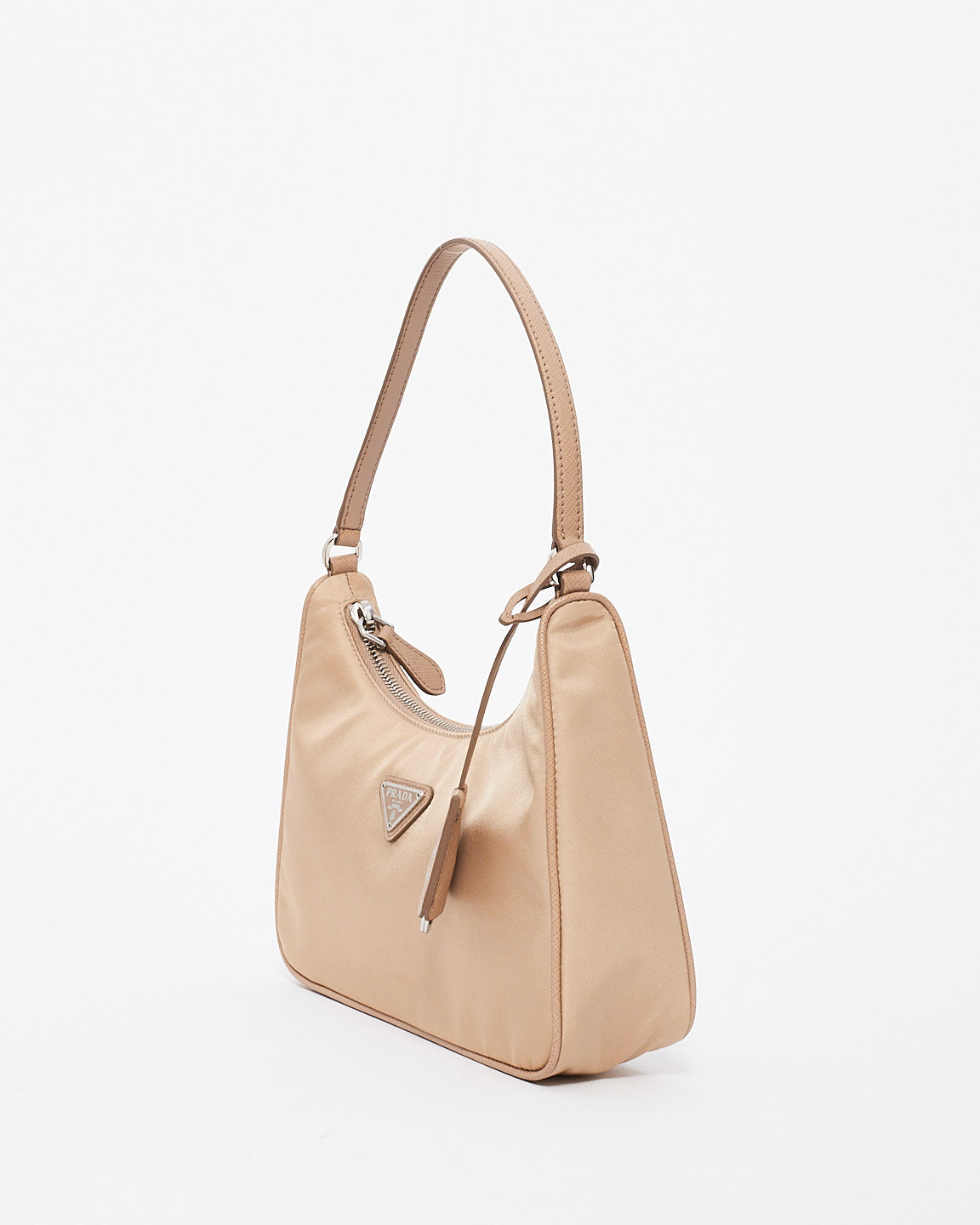 Prada Beige Nylon Re-edition 2000 Mini Hobo Shoulder Bag