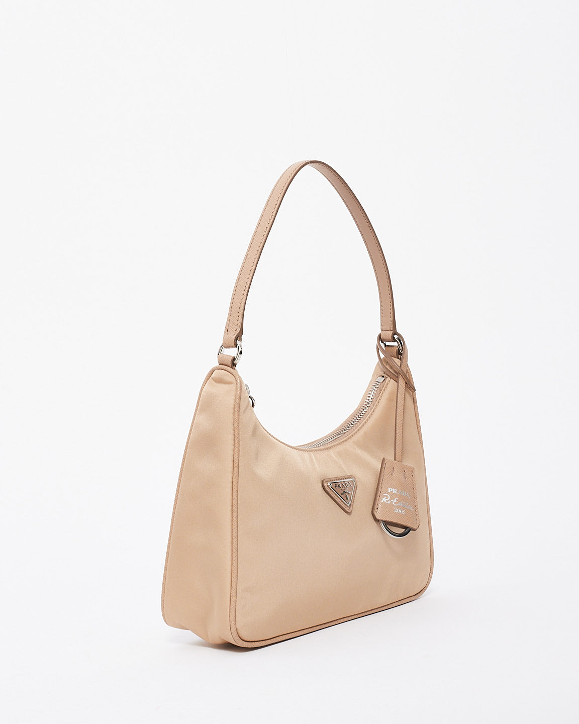 Prada Beige Nylon Re-edition 2000 Mini Hobo Shoulder Bag