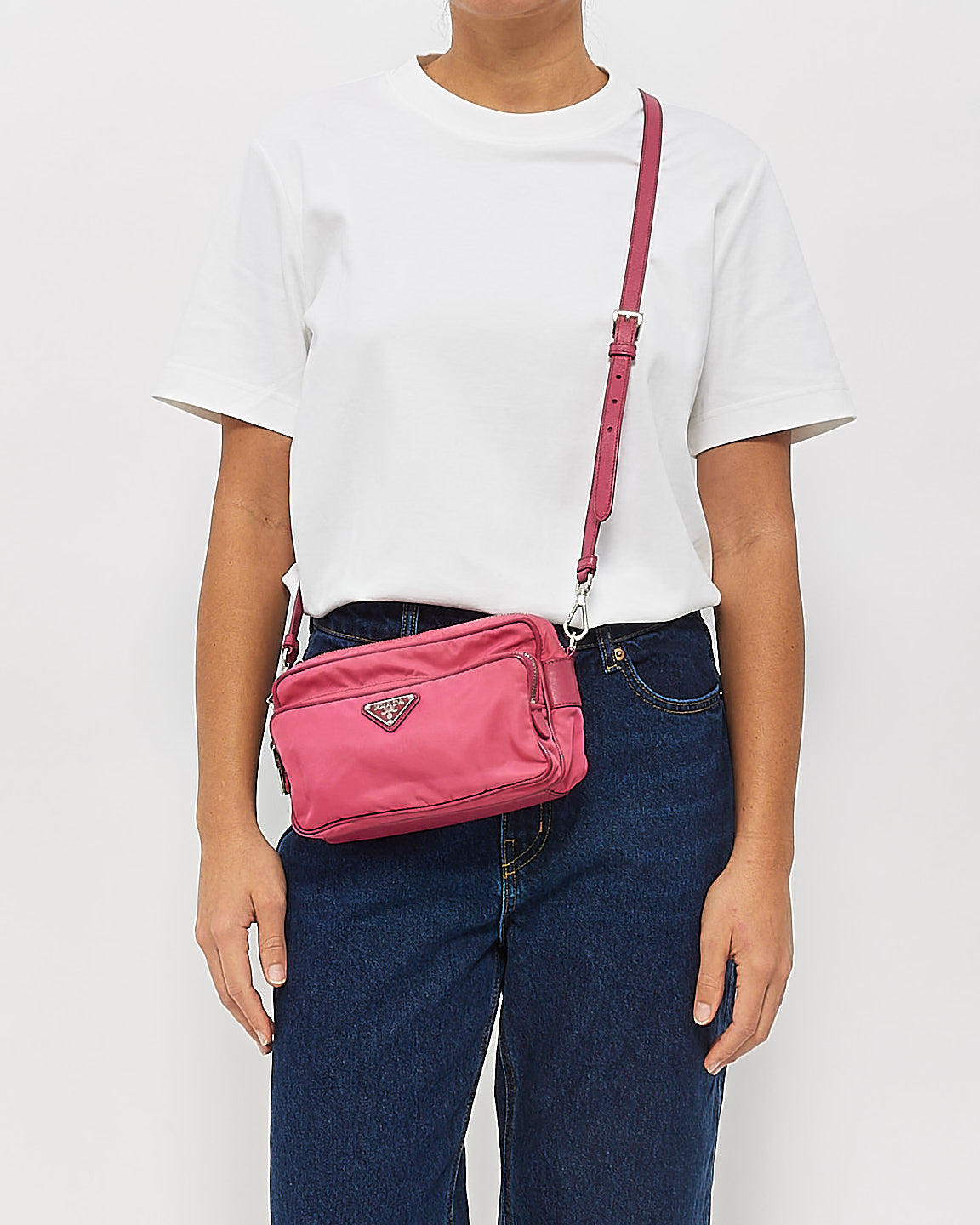 Prada Pink Nylon Crossbody Camera Bag