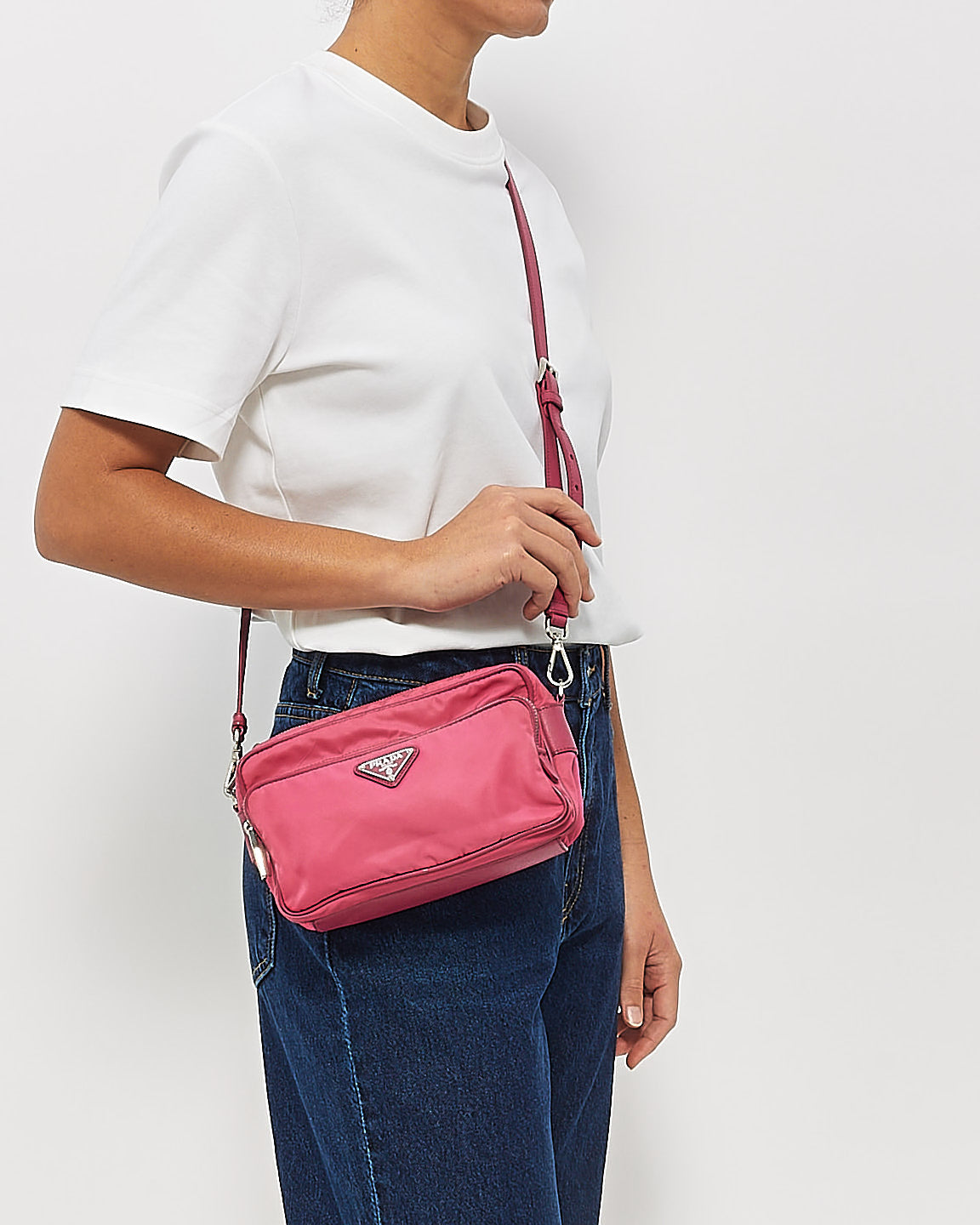 Prada Pink Nylon Crossbody Camera Bag