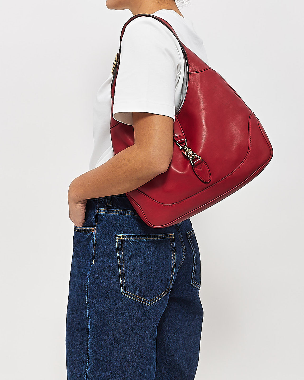 Gucci Red Leather 1961 Jackie Hobo Bag