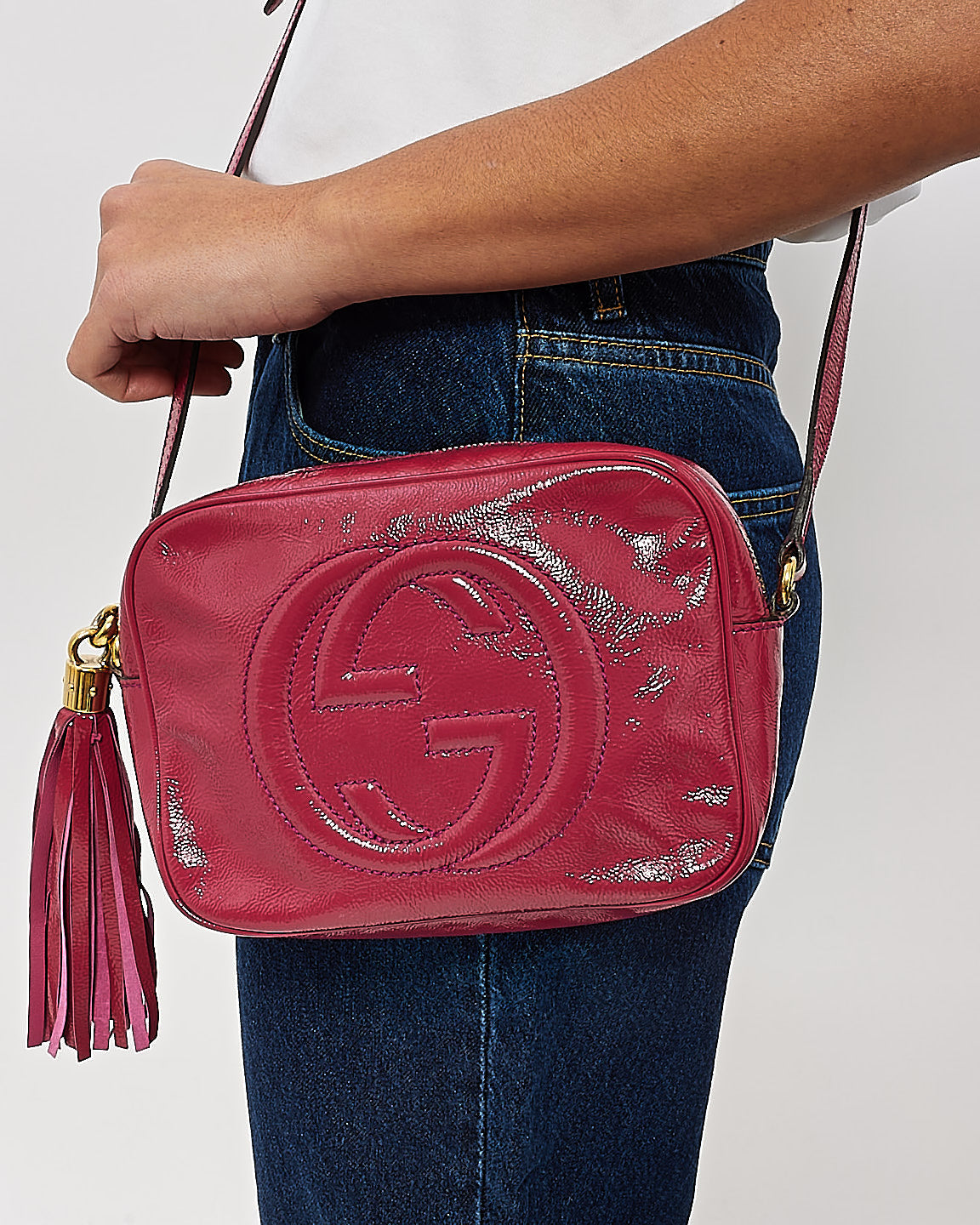 Gucci Fuchsia Pink Patent Leather Soho Disco Bag