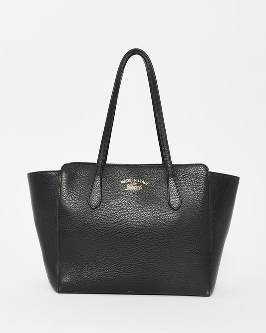 Petit cabas Swing en cuir grainé noir Gucci