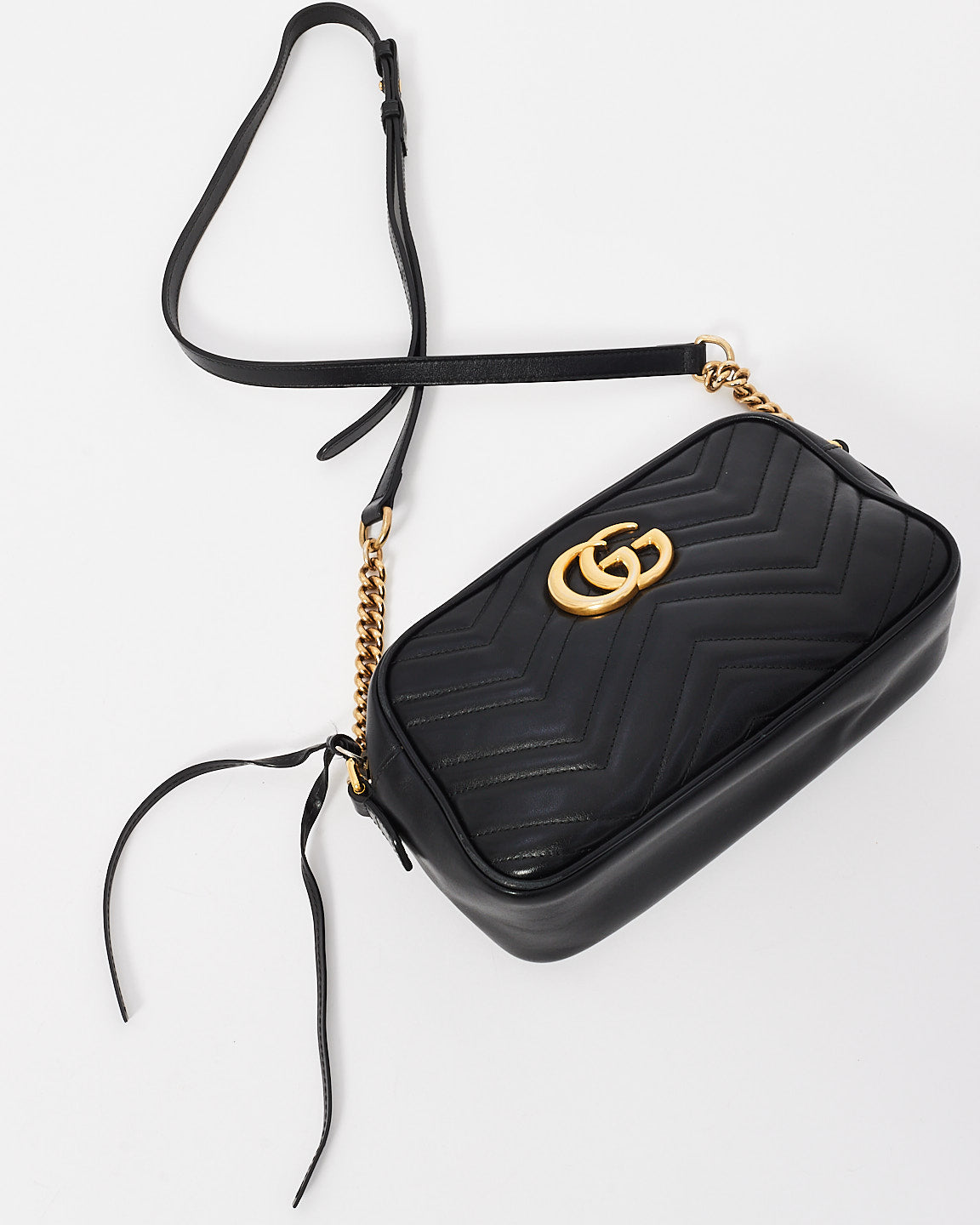 Gucci Petit sac photo Matlassé Marmont en cuir noir