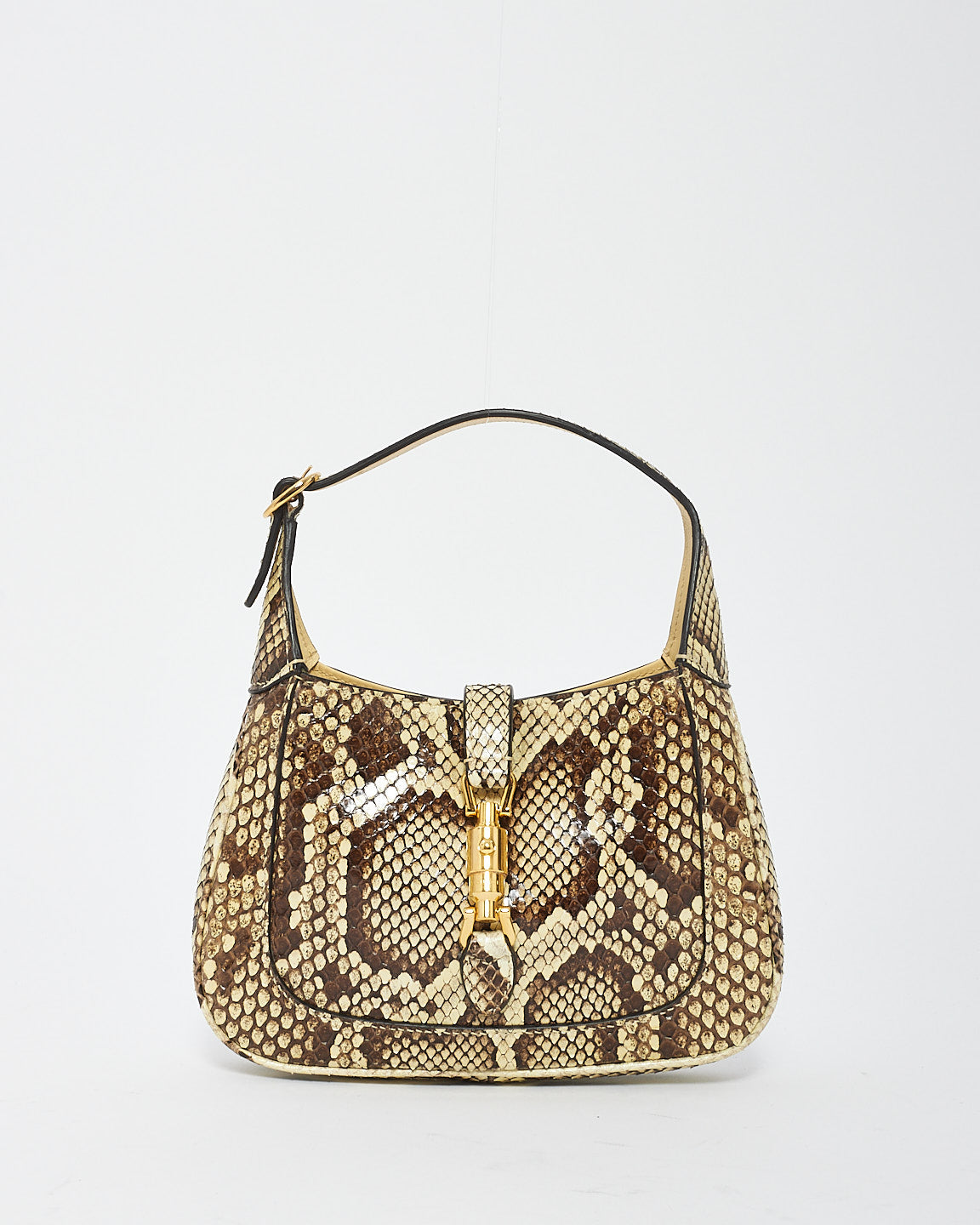 Sac Mini Jackie 1961 en cuir peau de python beige/marron Gucci