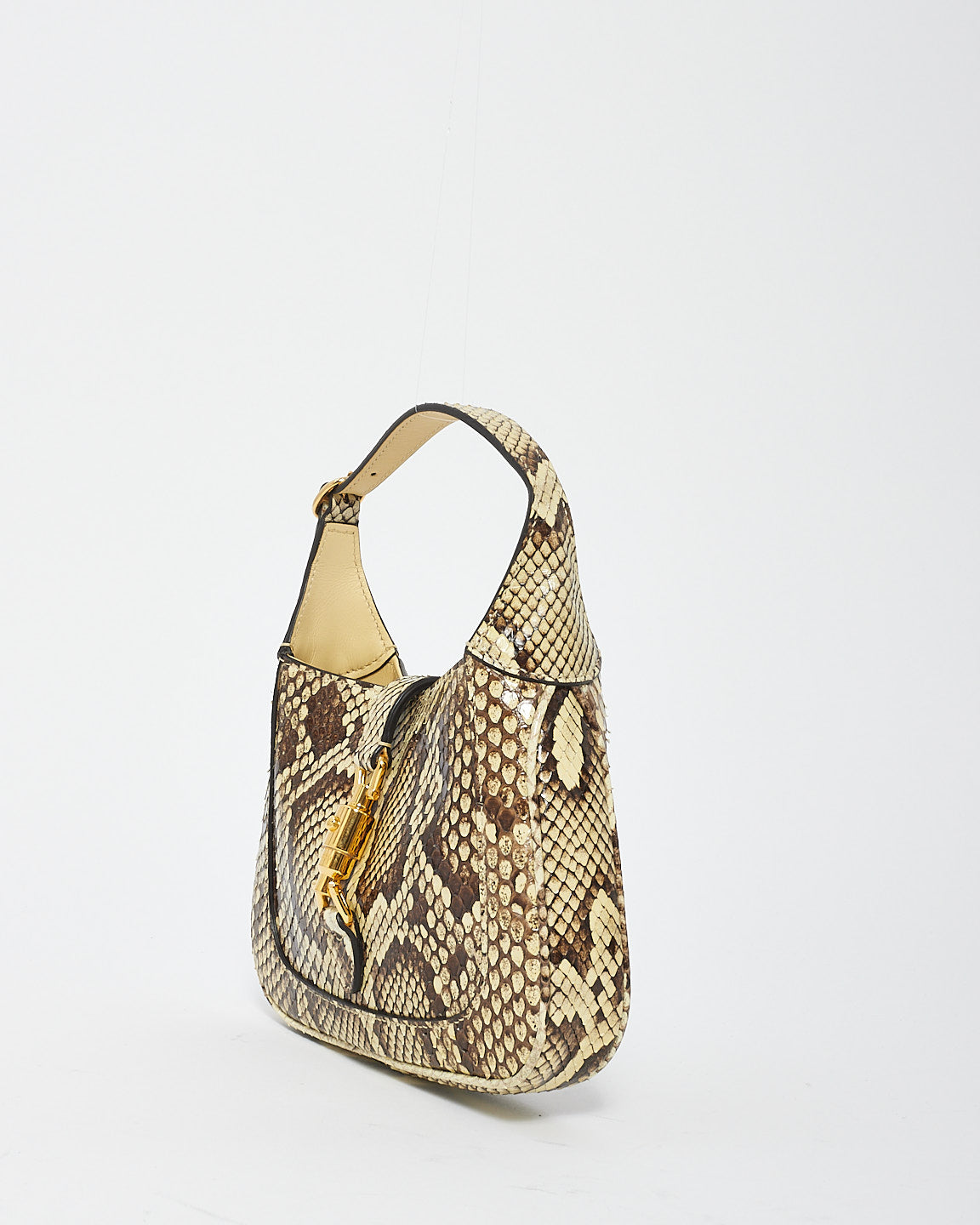 Sac Mini Jackie 1961 en cuir peau de python beige/marron Gucci